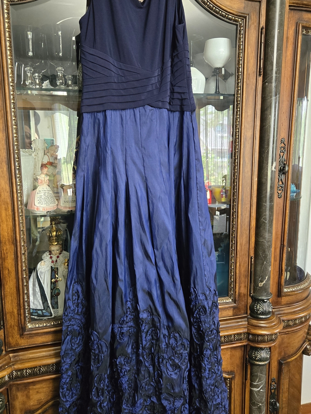 Patra Navy Blue Embroidered Evening Gown
